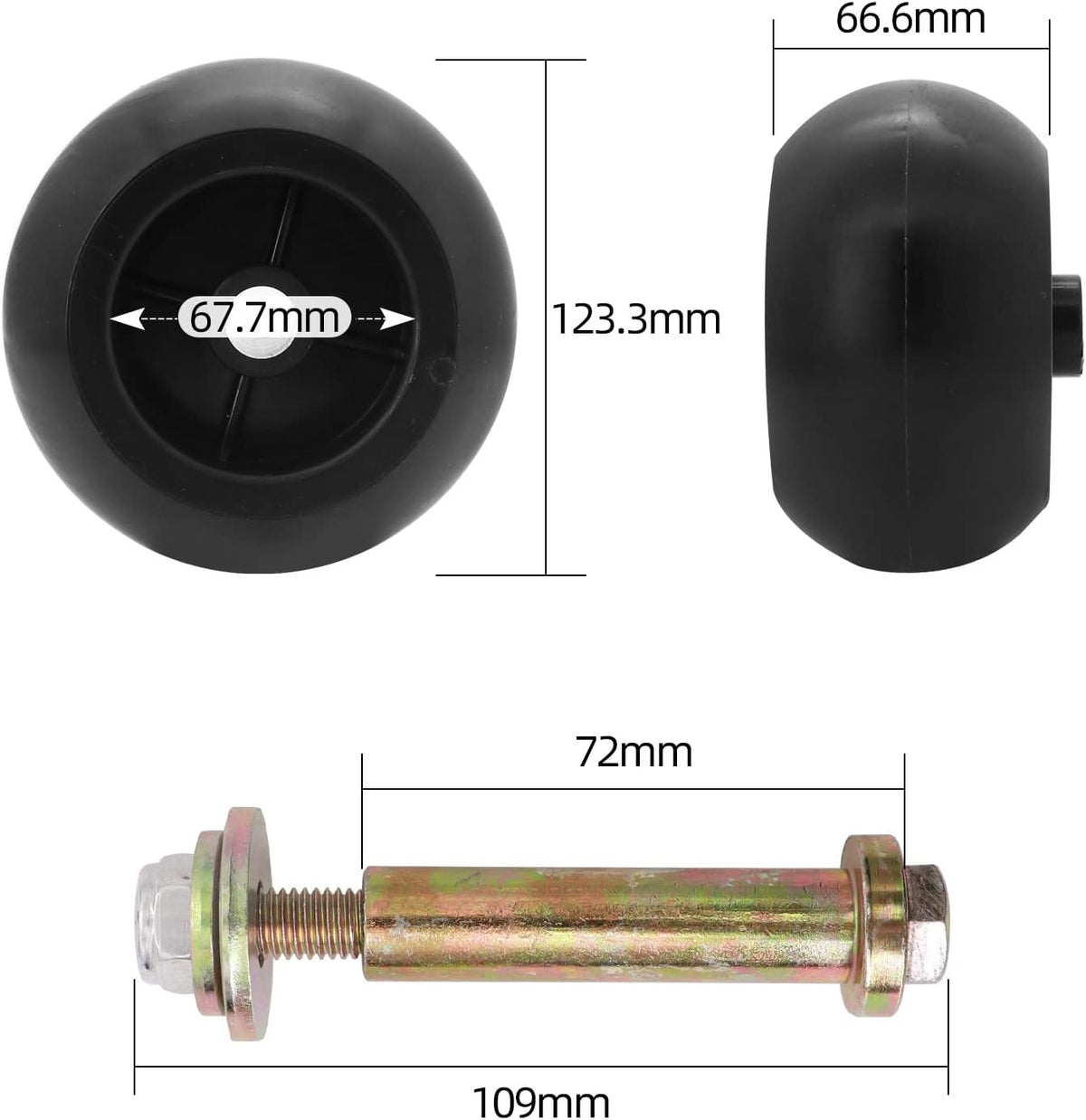 Mower Anti Scalp Deck Wheel Kit 5/8" Bore 5-2.75 Wheel Size Pack of 2 X228