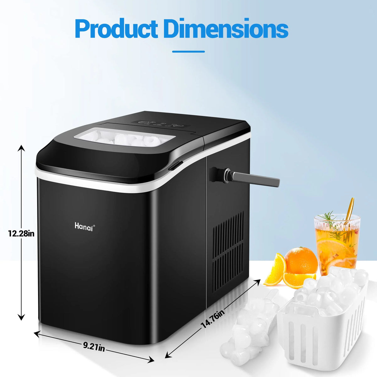 Countertop Ice Maker Machine 2 Ice Sizes 26.5 lbs 1.1L E121145