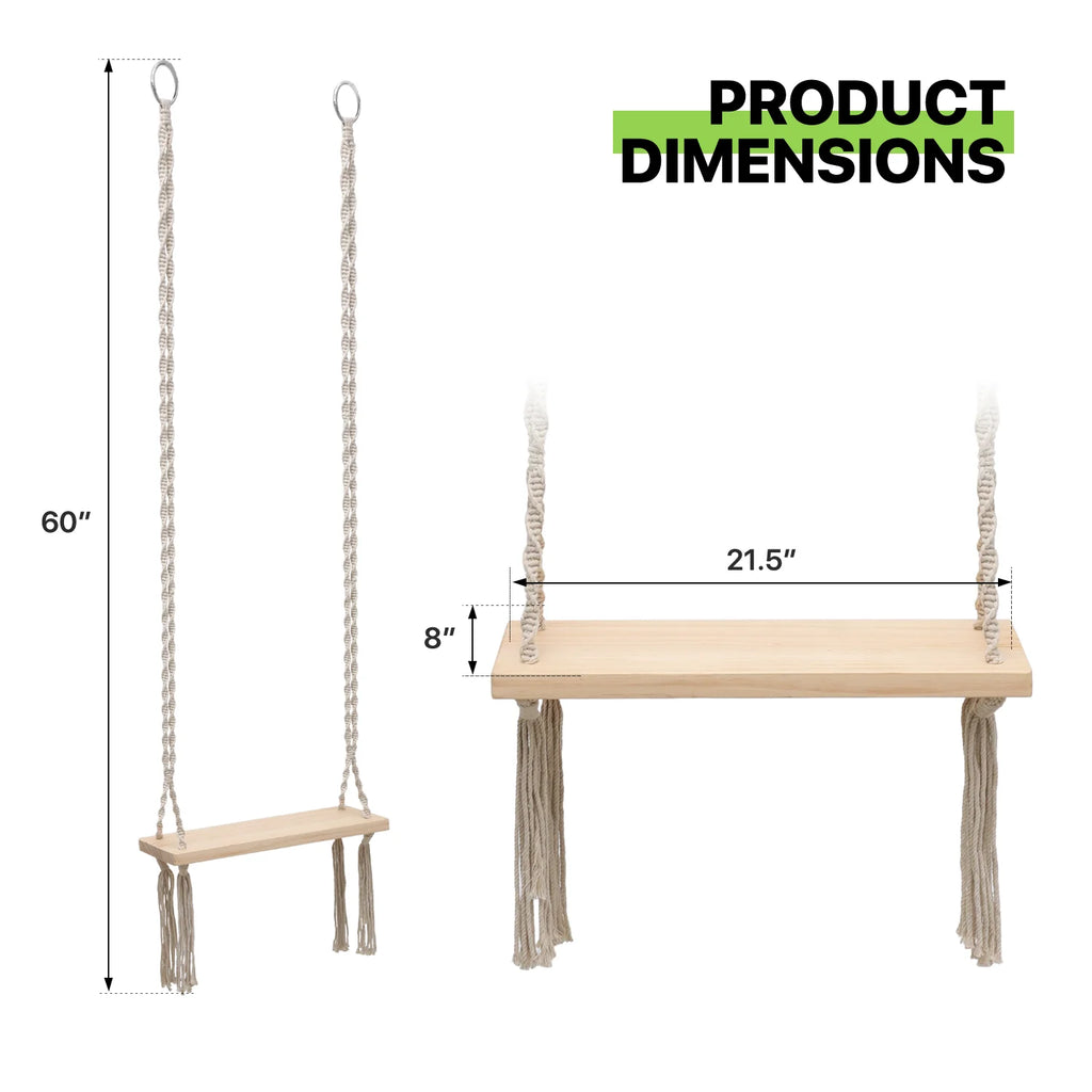 Pine Wood Swing with Metal Ring S8822