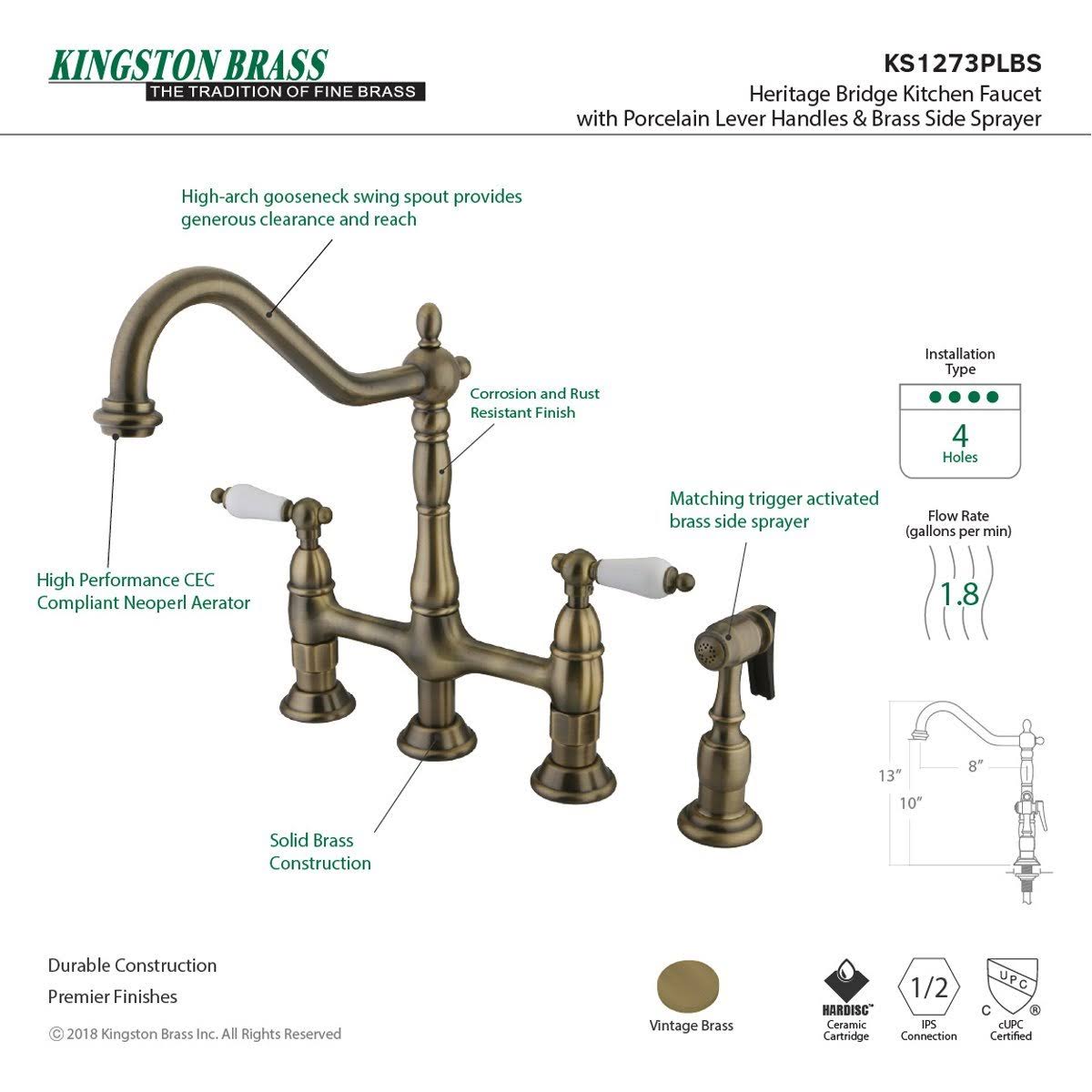 Polished Nickel Kitchen Faucet with Brass Sprayer O949957