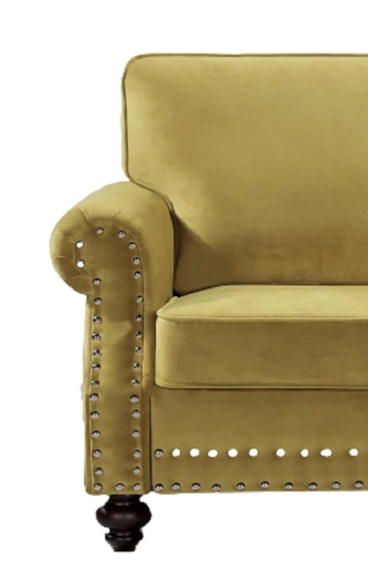 Yellow Velvet Rolled Arm Loveseat D7130