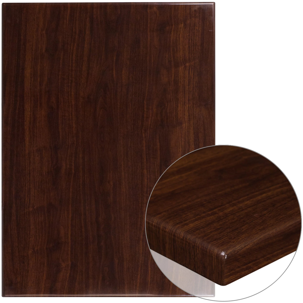 30" x 42" Rectangular High-Gloss Walnut Resin Table Top C34628