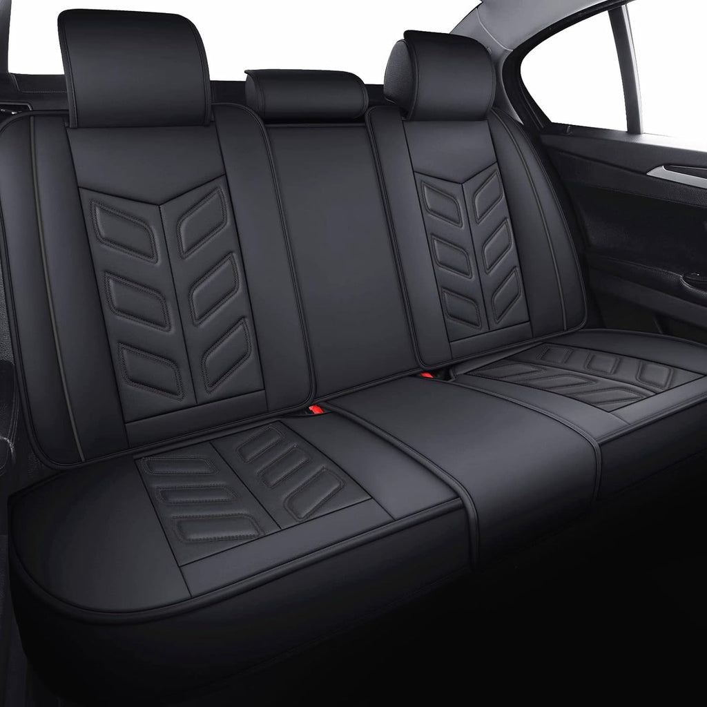 Waterproof Faux Leather Car Seat Covers Full Set Black Red Q59430