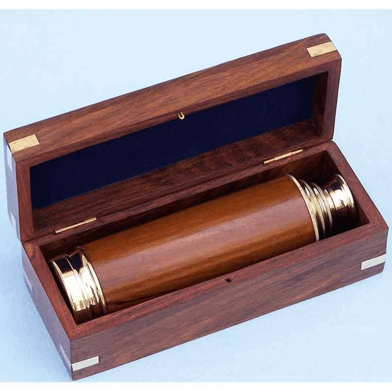 Brass / Wood Spyglass 15x22 Pocket Telescope H13944