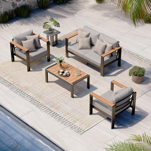 Aluminum 4 Piece Patio Furniture Set with Coffee Table S3782