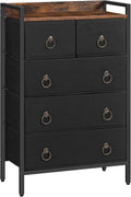 5 Drawer Dresser with Steel Frame and Wood Top R164364