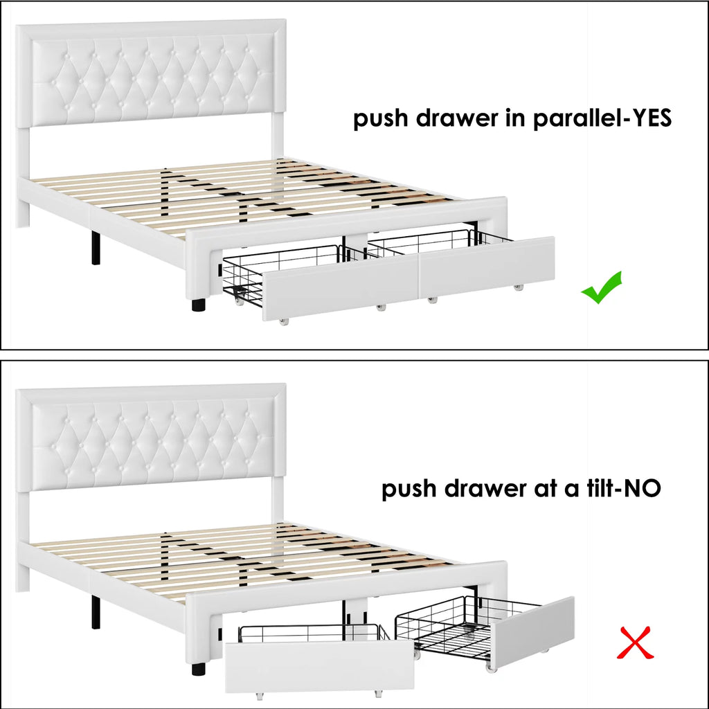 Queen Size Black PU Leather Upholstered Platform Bed Frame R2227