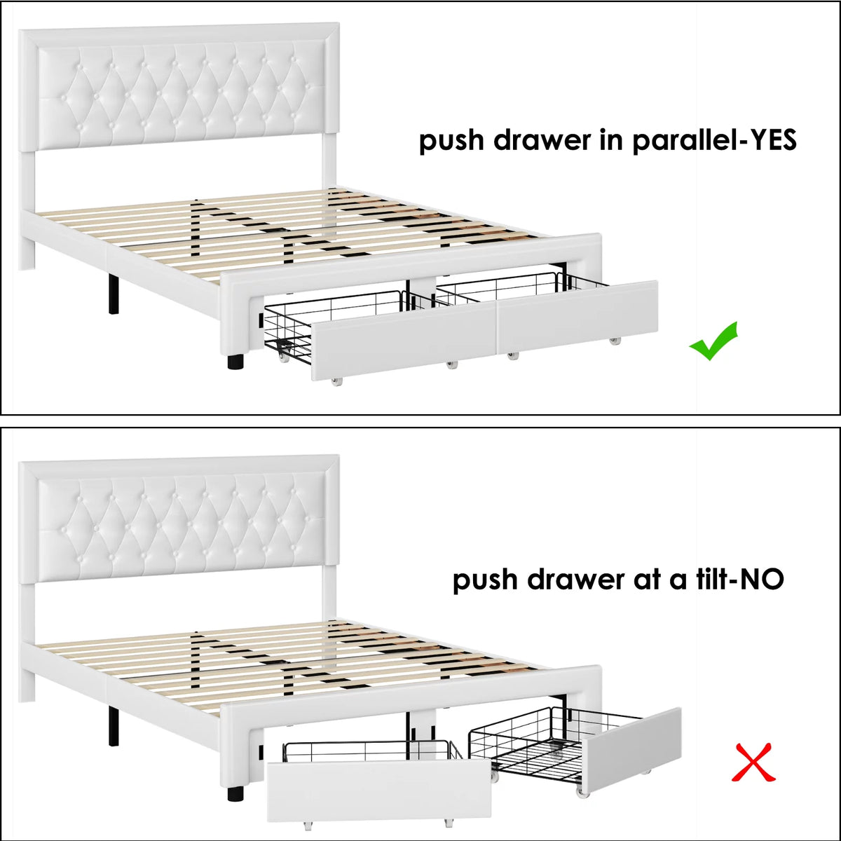 Queen Size Black PU Leather Upholstered Platform Bed Frame R2227