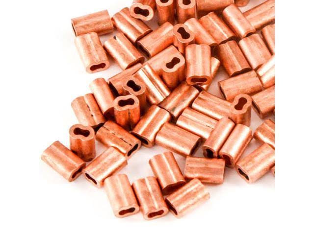 1/16x22 Copper Wire Rope Double Barrel Ferrule Qty 250 J1673