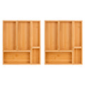 Bamboo Drawer Dividers Set, Adjustable Wooden Organizers, Stackable Trays, Brown V2149