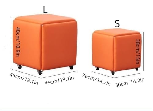 Brown Leather Rolling Cube Ottoman L726