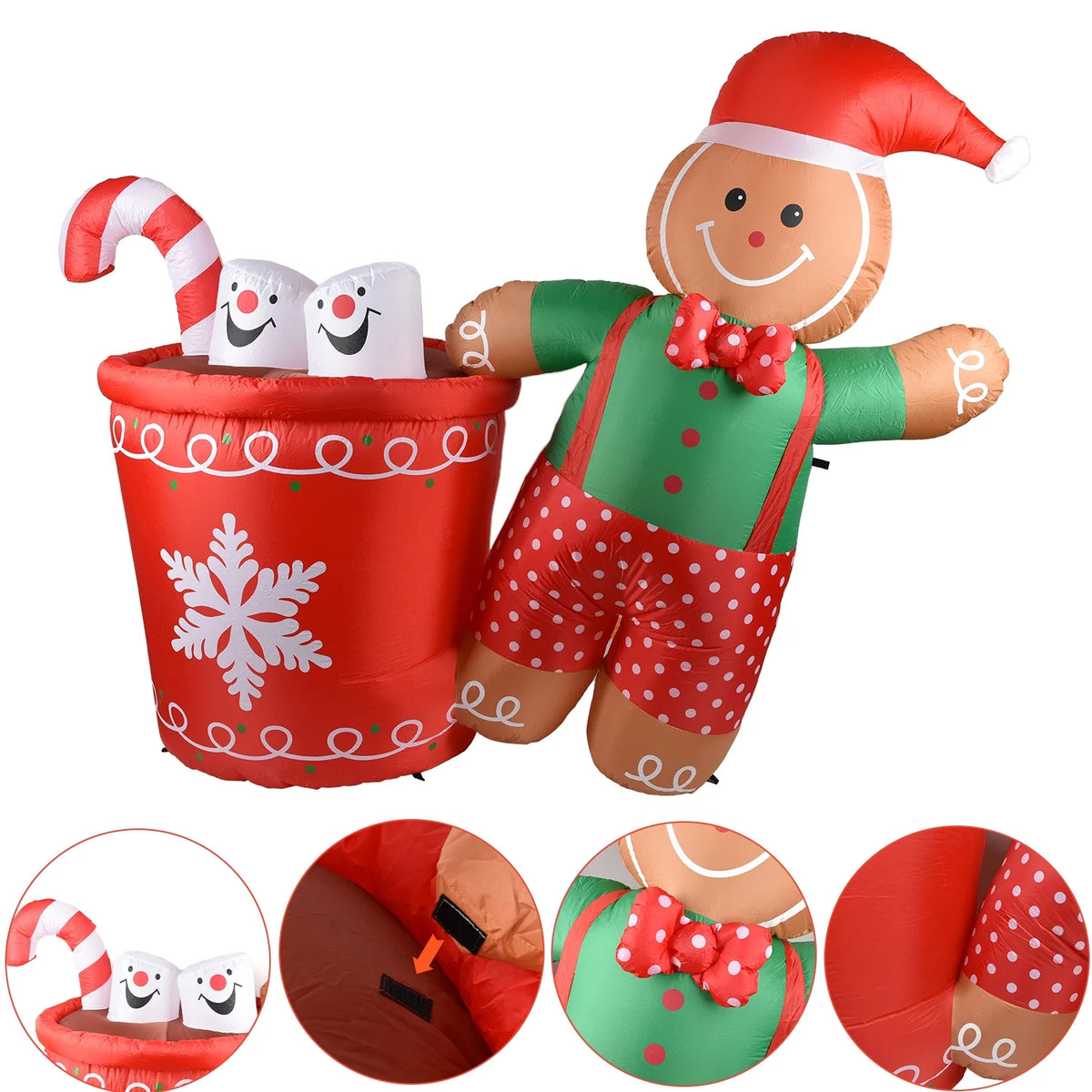 5.9ft Christmas Inflatable Gingerbread Man with LED Lights W154221