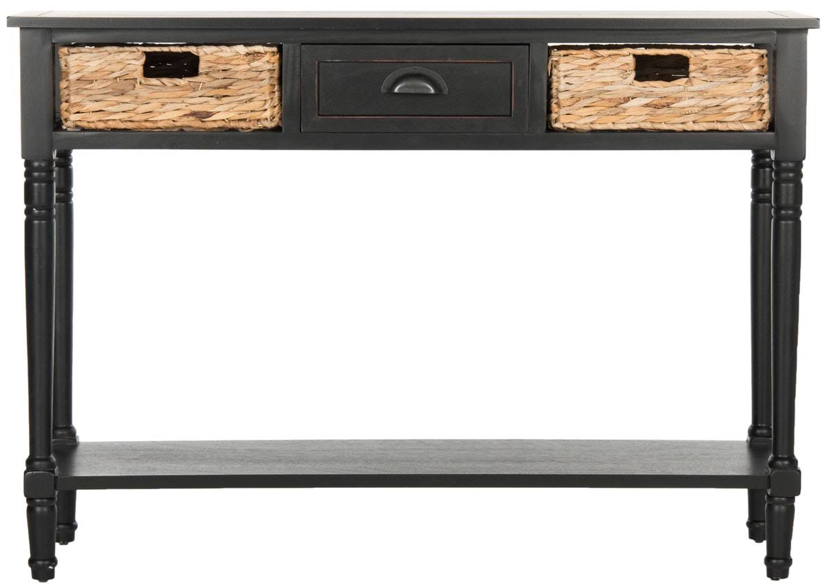 Distressed Black Console Storage Table O30736