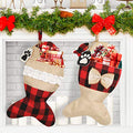 2 Pack 19 Inch Burlap Red Black Buffalo Plaid Christmas Stockings W963893
