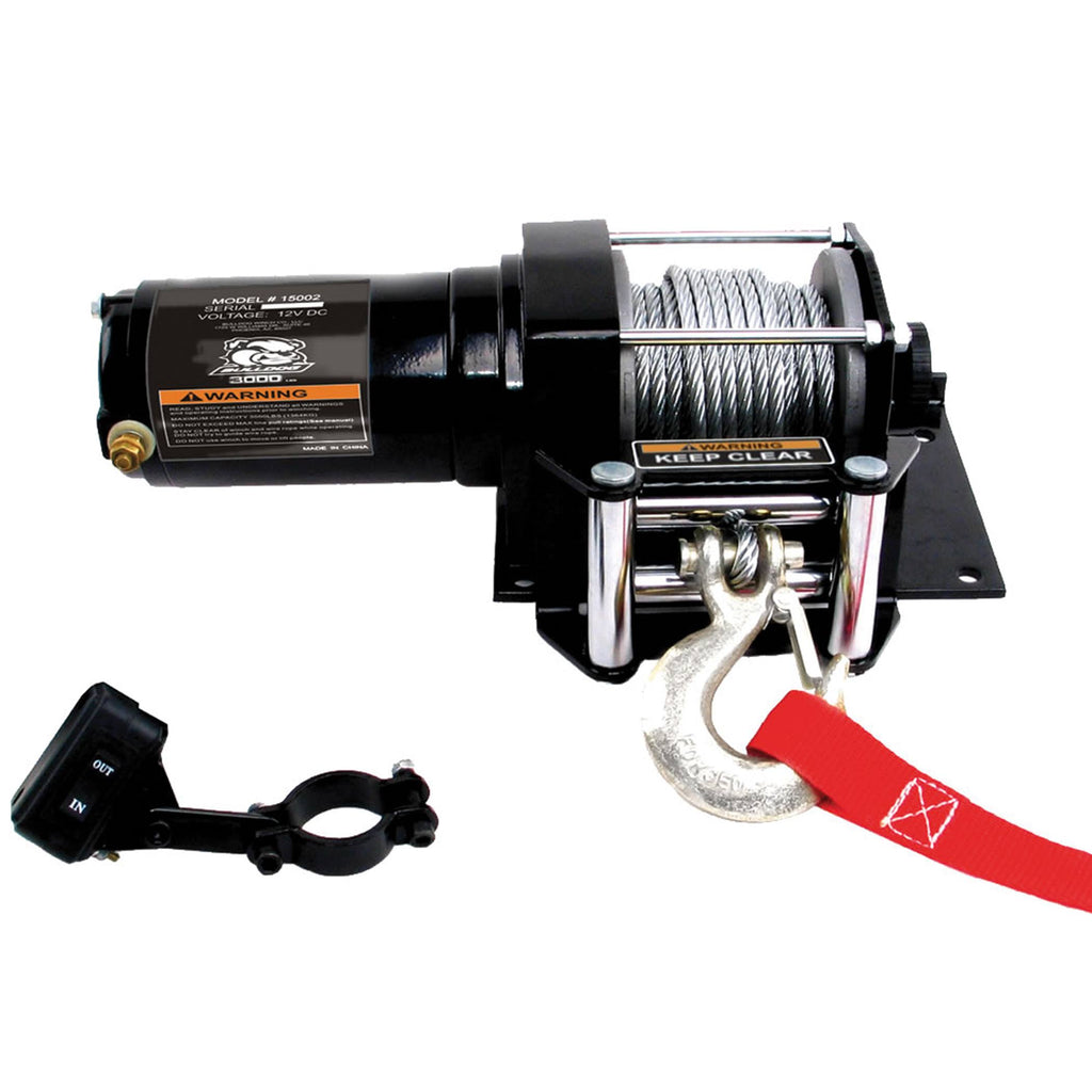 3000lb ATV Winch with Mini-Rocker Switch, Mounting Channel, Roller Fairlead N95836