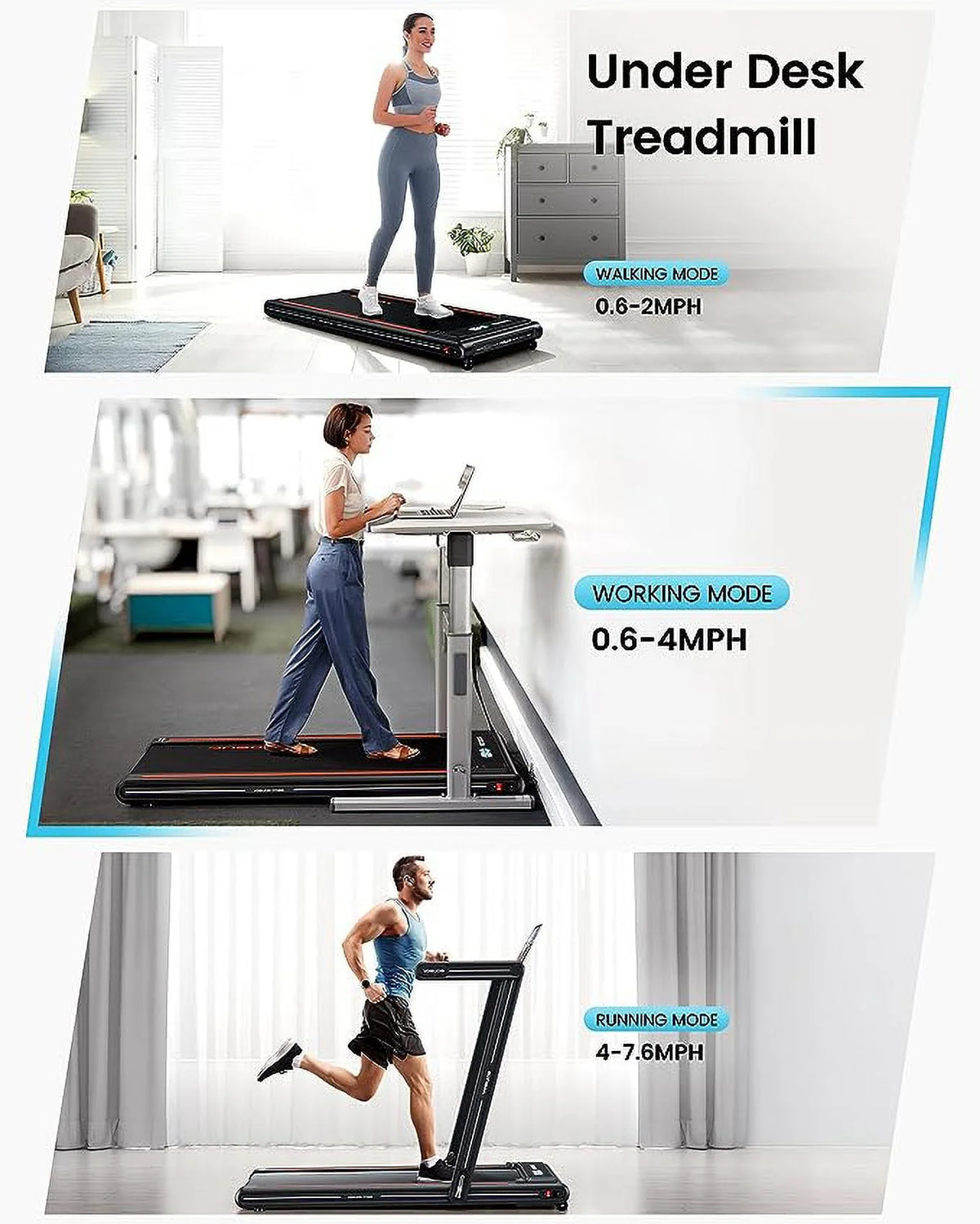 2.5HP Walking Pad Treadmill with Remote Control H92428