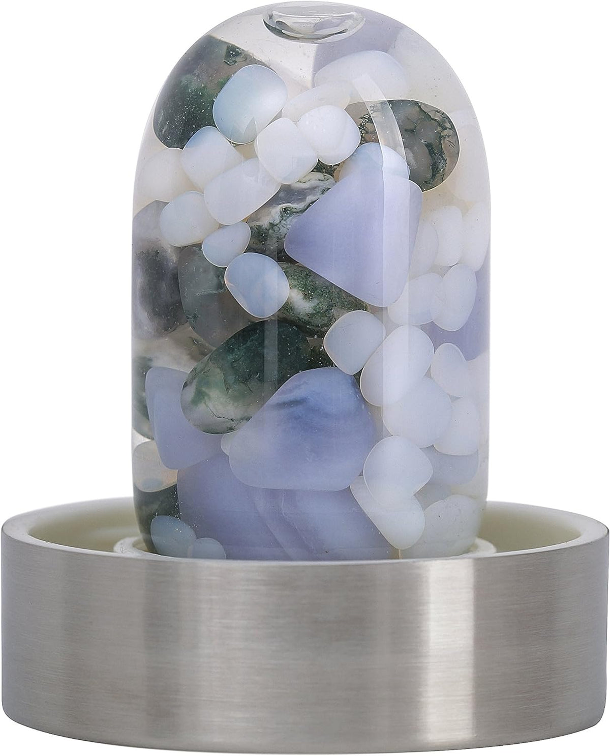 Crystal Water Bottle With Chalcedony, Moss Agate & Milk Opal R988