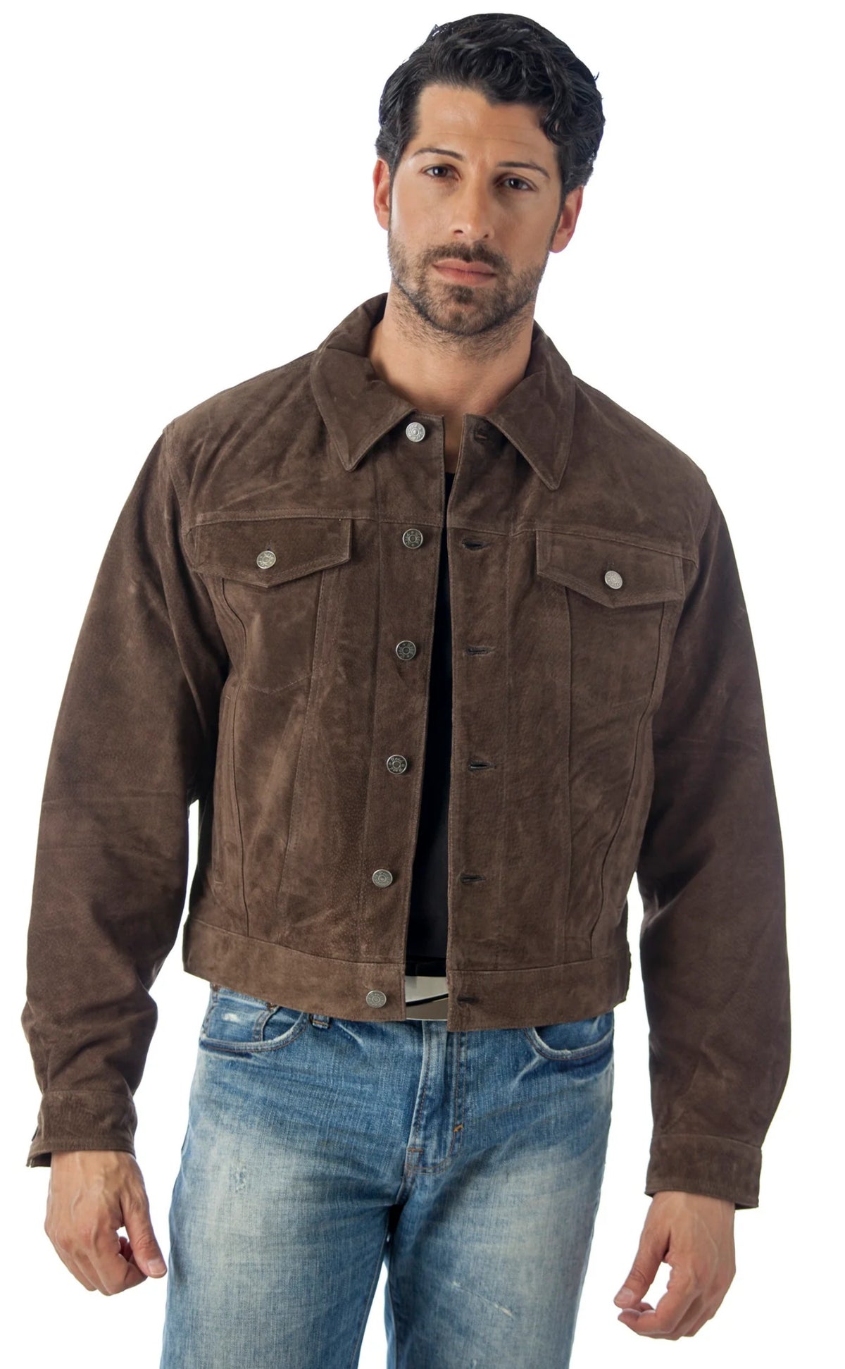 Suede Leather Shirt Jacket (2XL, CAMEL) N98606