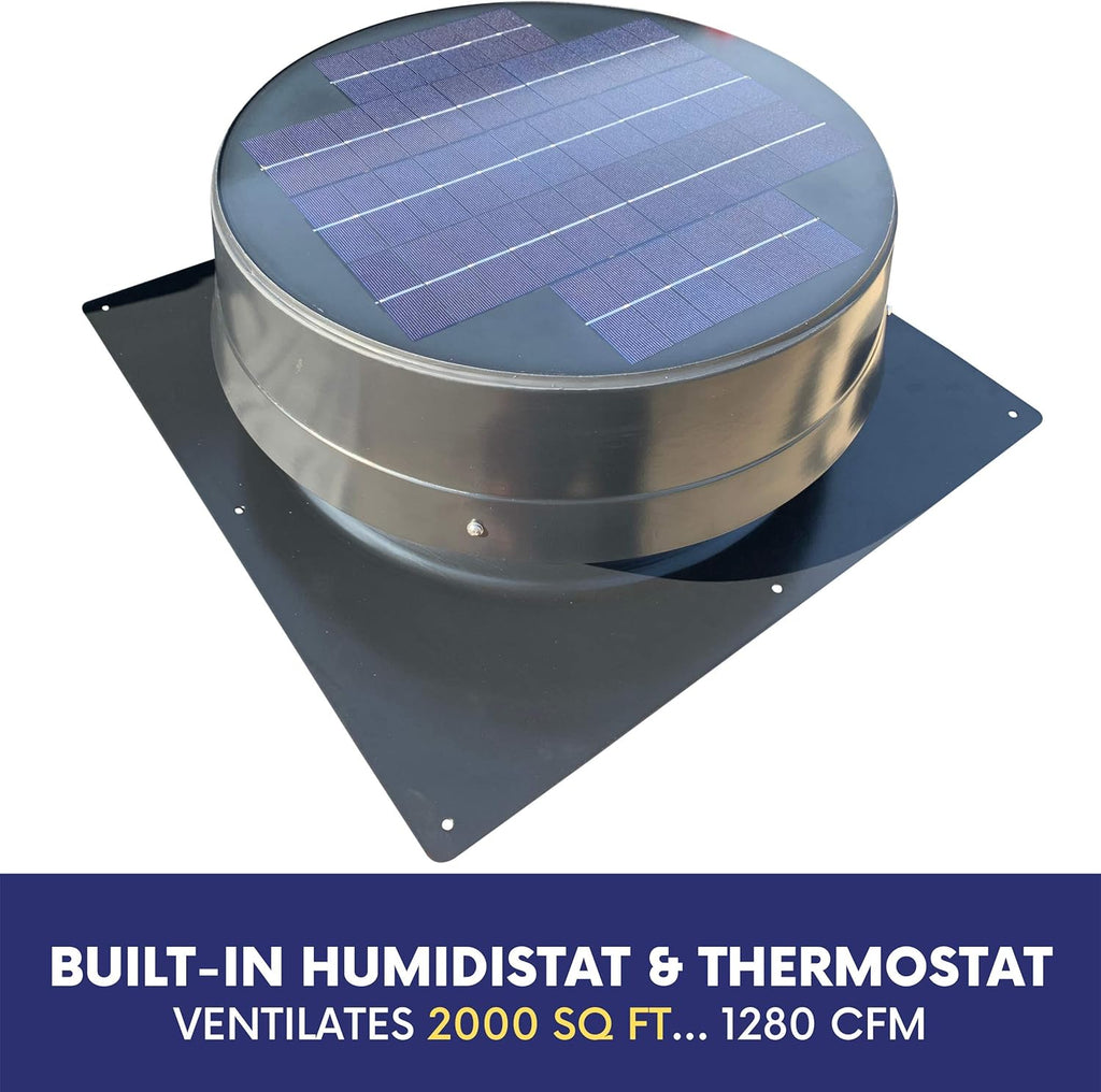 Solar Attic Fan with Thermostat /Humidistat, Brushless Motor O256323