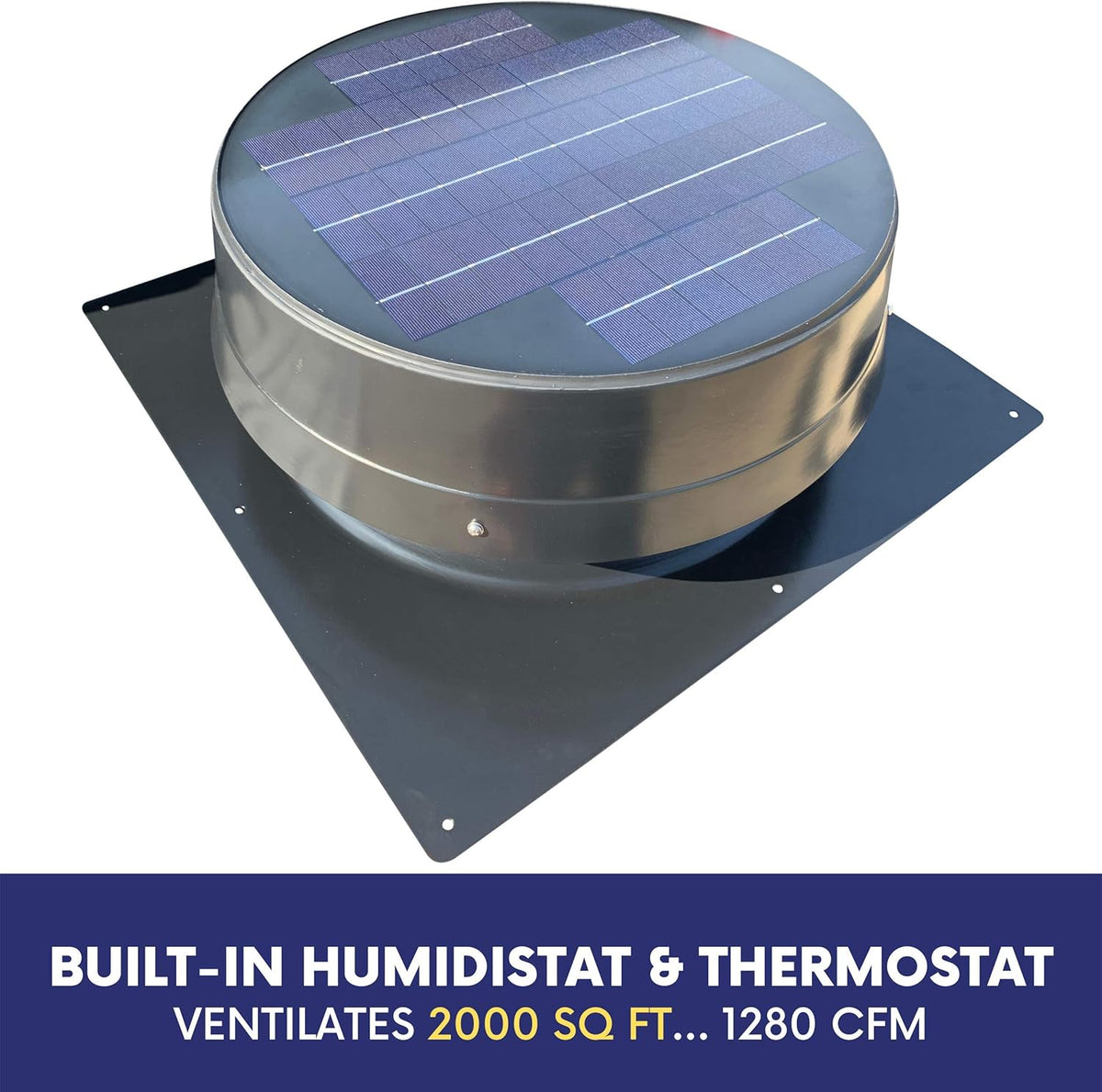 Solar Attic Fan with Thermostat /Humidistat, Brushless Motor O256323