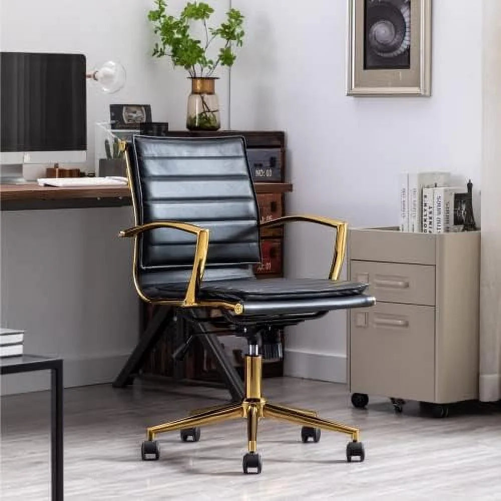 Beige Leather Office Chair with Wheels X10748