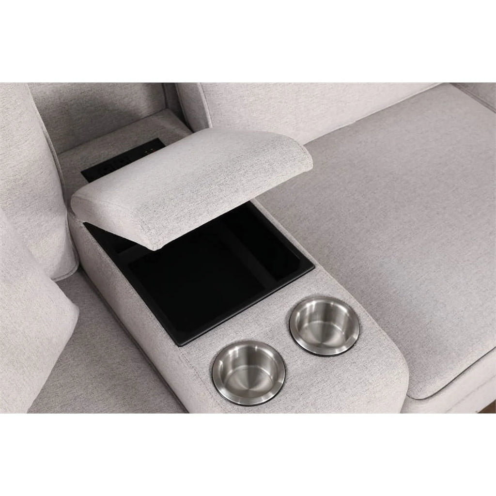 Light Gray Linen Fabric Upholstered Sectional P8068