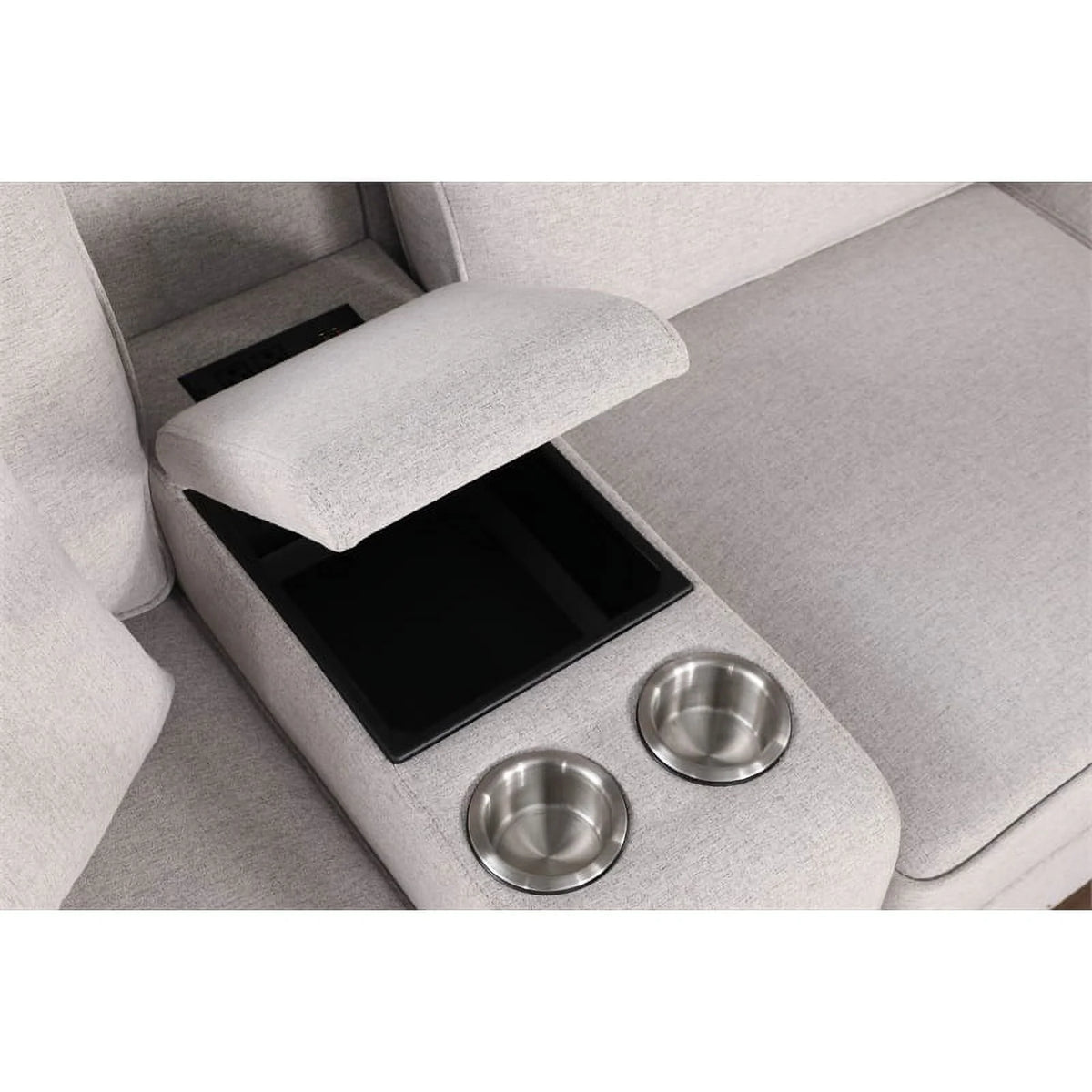 Light Gray Linen Fabric Upholstered Sectional P8068