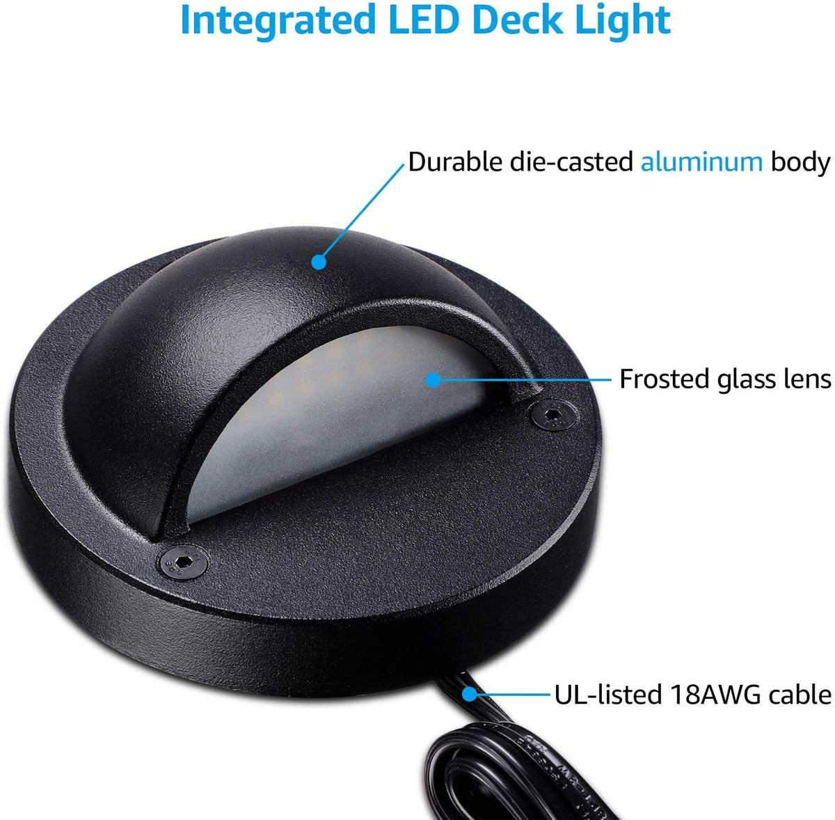 2.3W LED Low Voltage Deck Light, Die-cast Aluminum, 3000K Warm White, Pack of 6 A407465