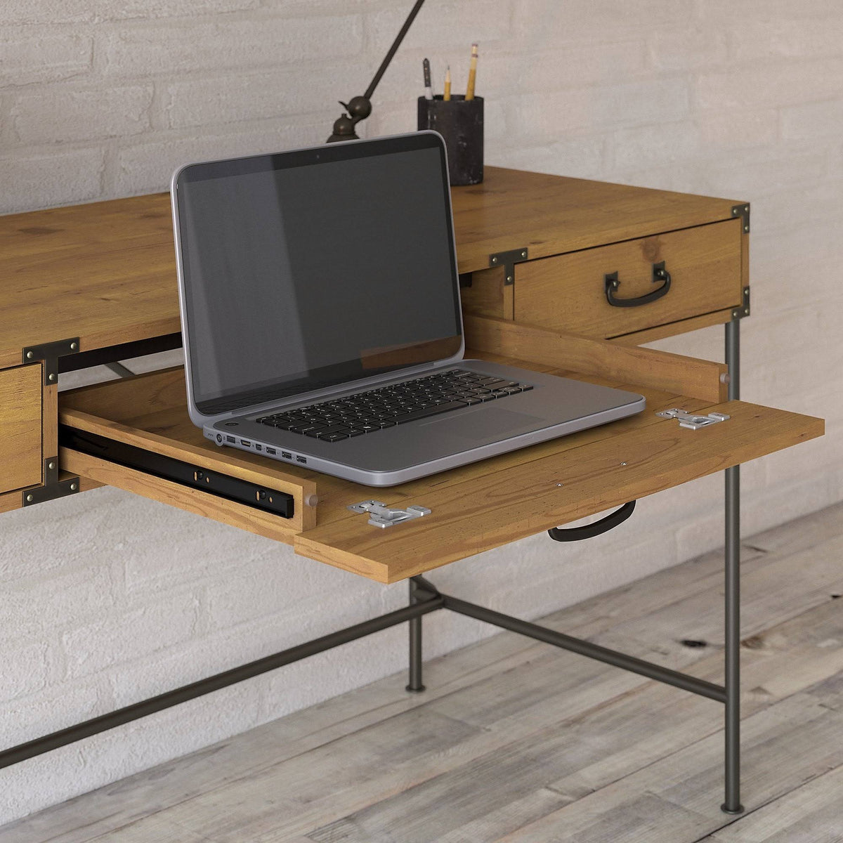 48W Writing Desk with Mobile File Cabinet and Bookcase T123