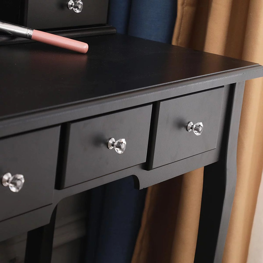 Black Vanity Makeup Dressing Table Set with Stool G898287