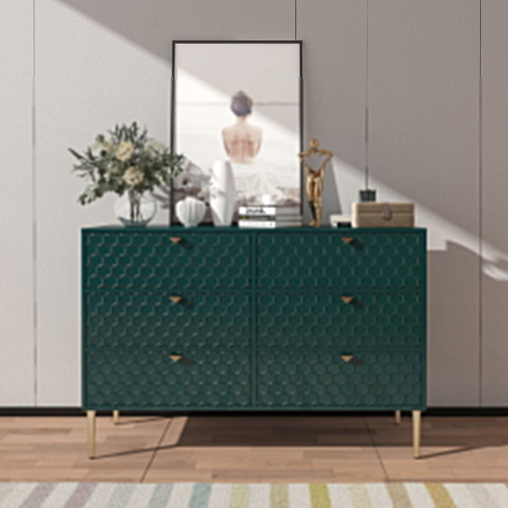 Green 6-Drawer Wood Dresser N76399