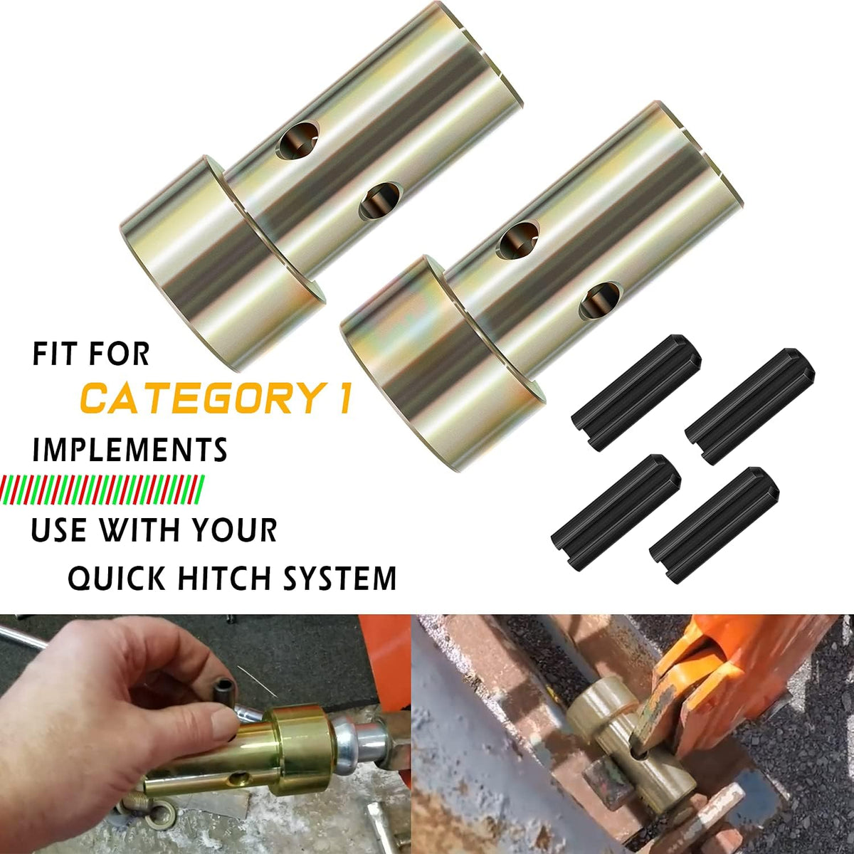 Pair of Cat 1 Quick Hitch Adapter Bushings Set for Category I 3-Point Tractors T614