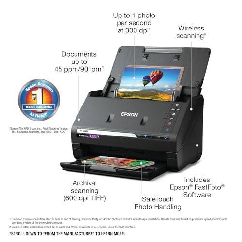 Black Wireless Photo and Document Scanning System F7624