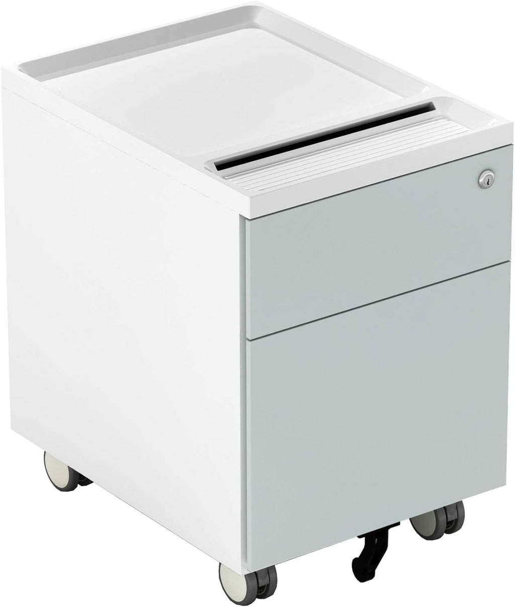 2 Drawer Metal File Cabinet with Lock and Casters Q246