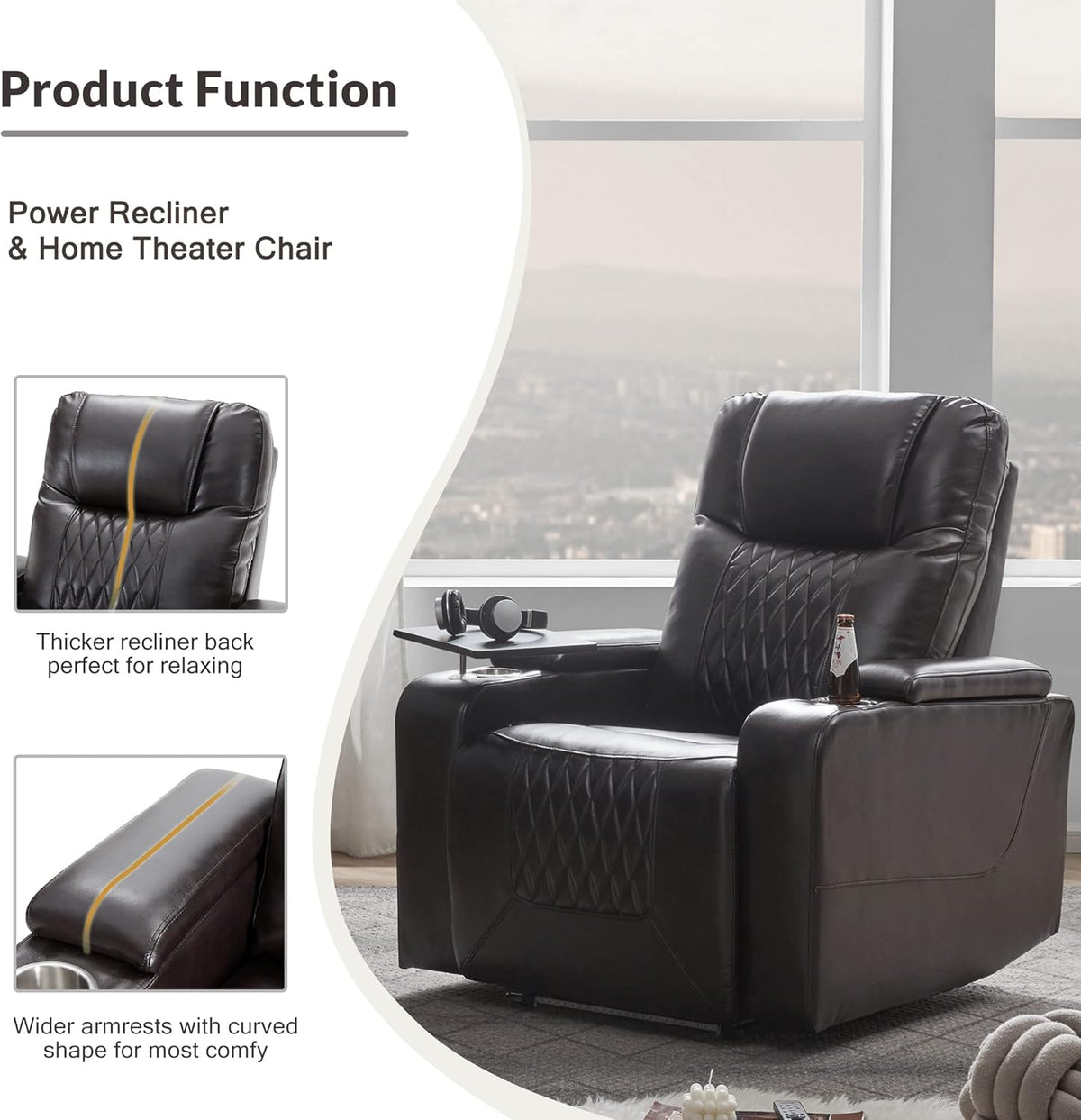 Power Recliner Chair with USB Port and Cup Holders L439