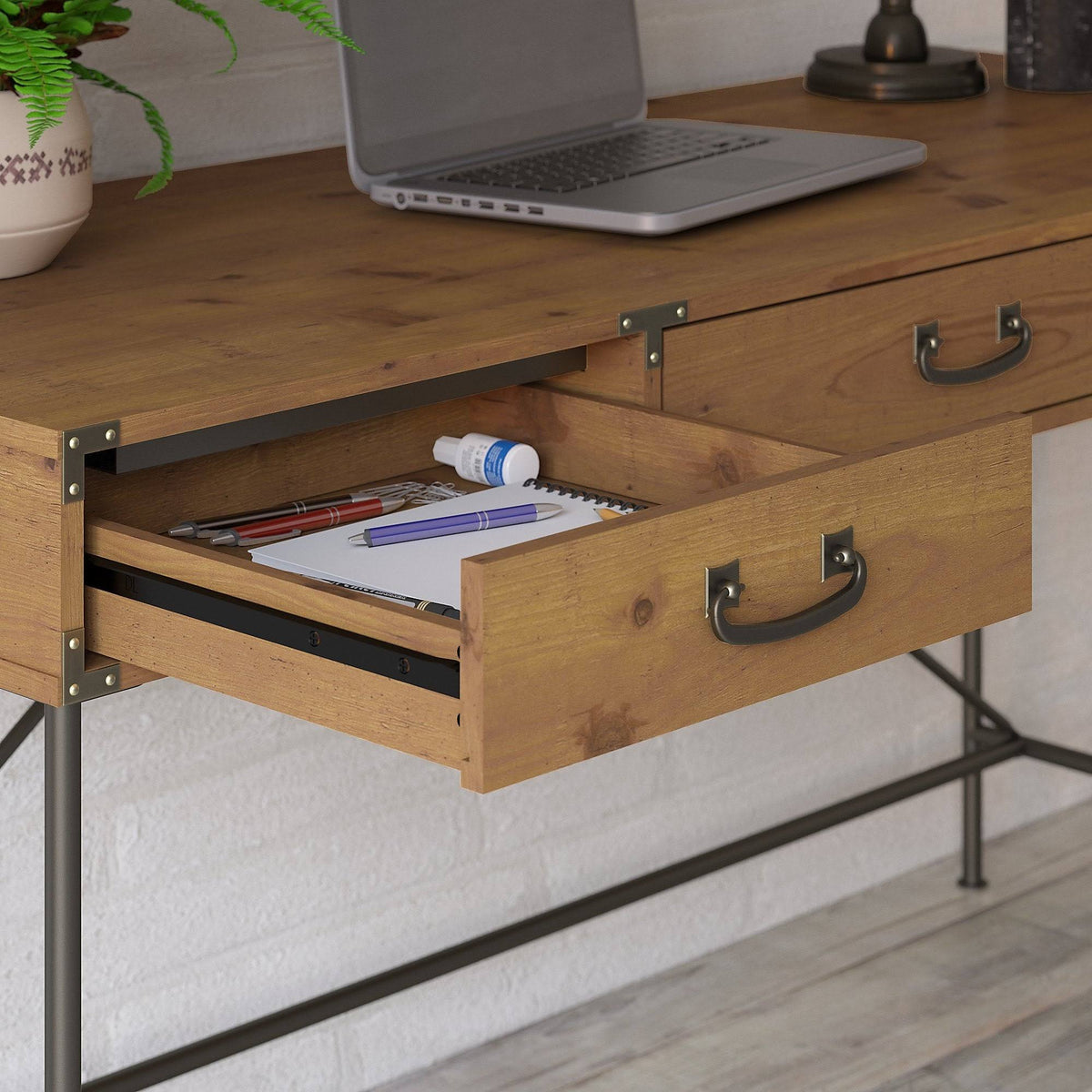 48W Writing Desk with Mobile File Cabinet and Bookcase T123