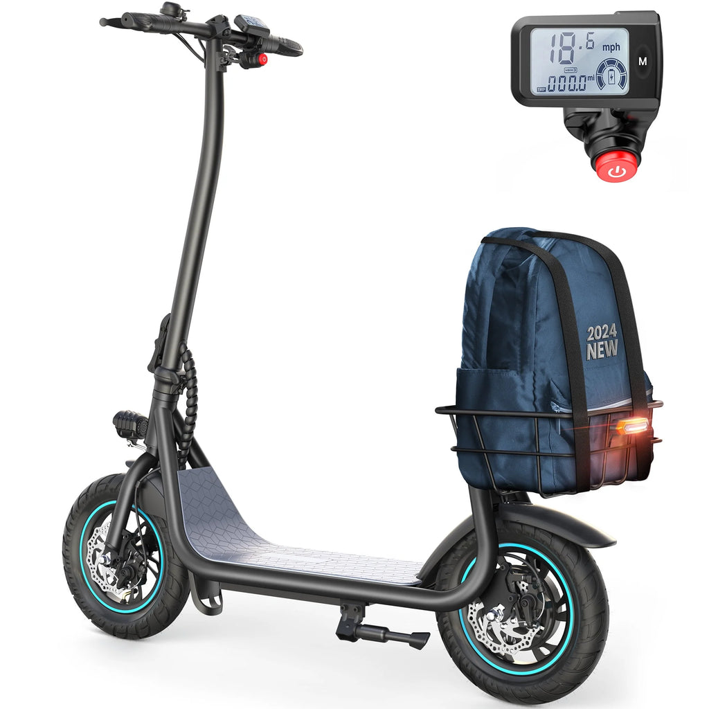 550W 12 inch Electric Scooter with Basket and Wide Deck N74168