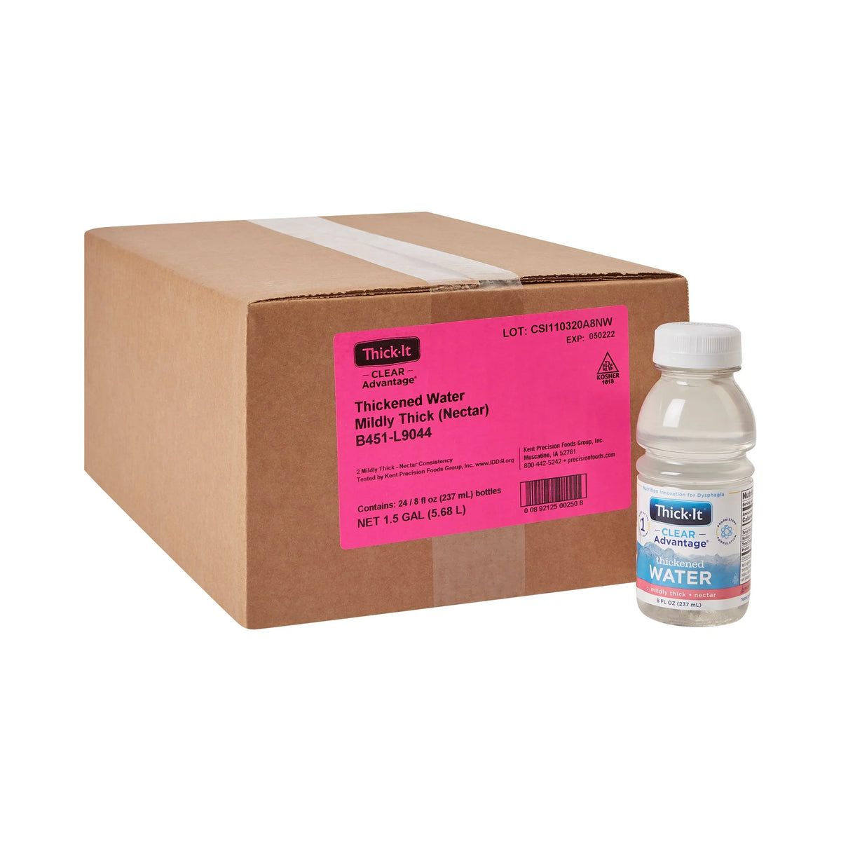 Unflavored Thickened Water 8 oz Bottle 24 Ct E907352