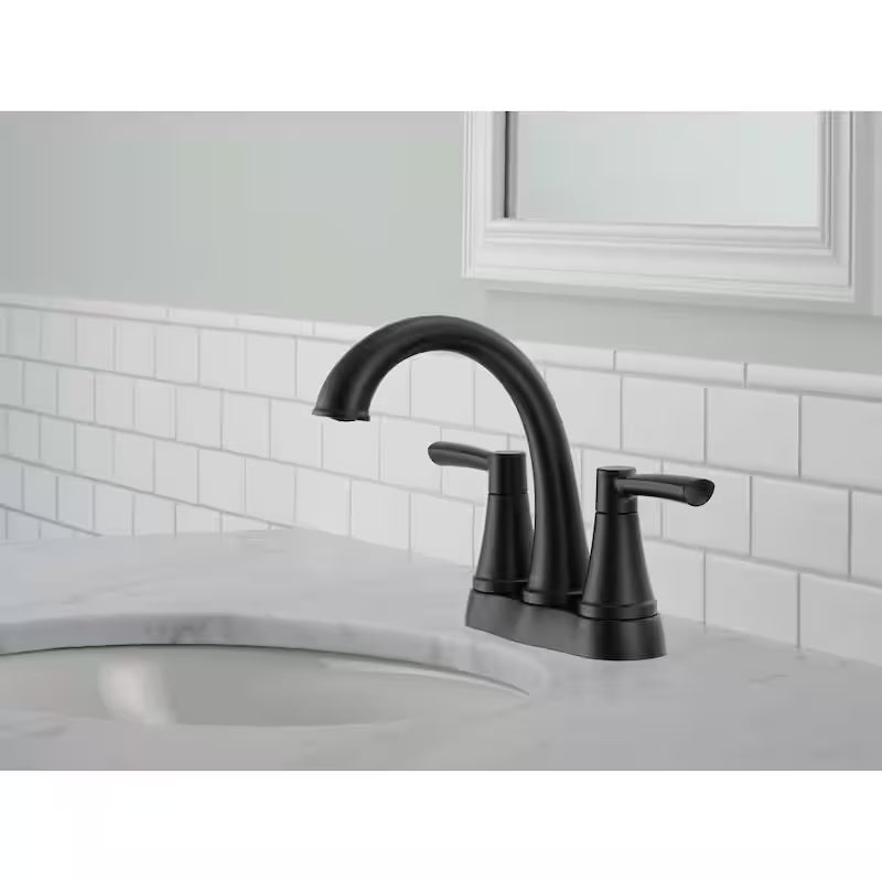 4 in. Centerset Double Handle Bathroom Faucet in Matte Black H16115