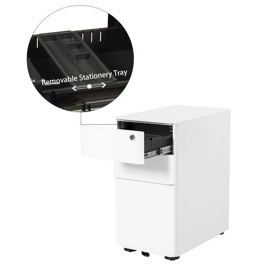 White 3 Drawer Vertical File Cabinet W42668