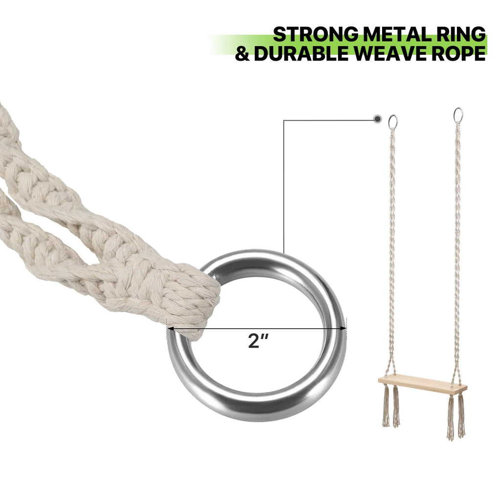 Pine Wood Swing with Metal Ring S8822