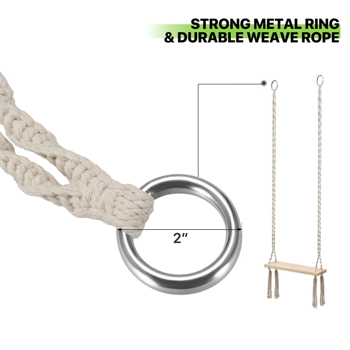Pine Wood Swing with Metal Ring S8822