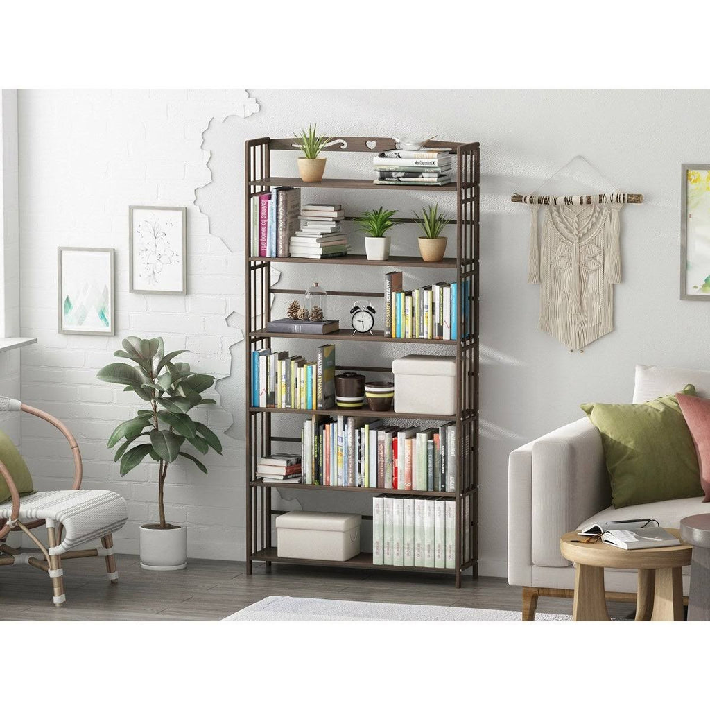 Solid Wood Etagere Bookcase Bookshelf V642522