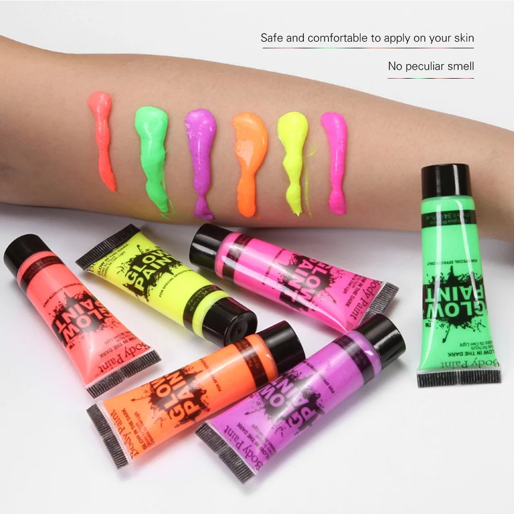 24 Tubes Glow in the Dark Face & Body Paint R4539
