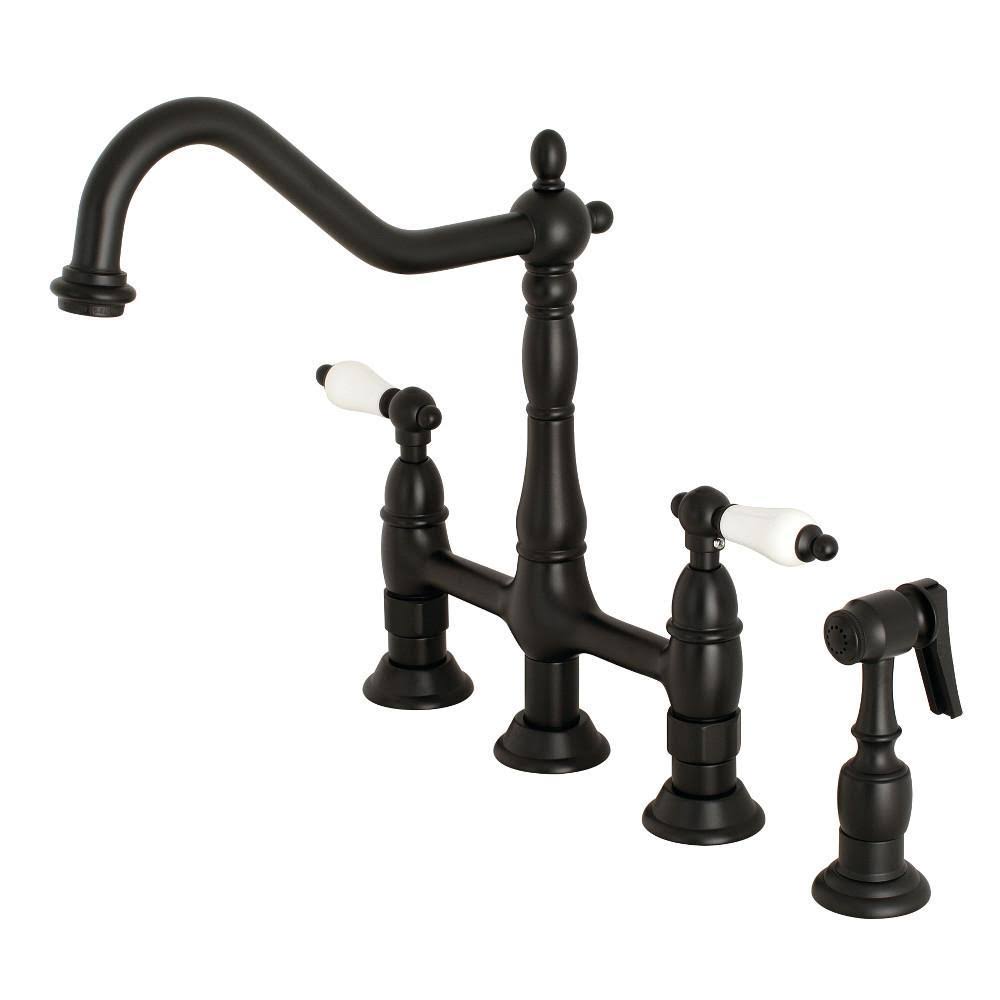 Polished Nickel Kitchen Faucet with Brass Sprayer O949957