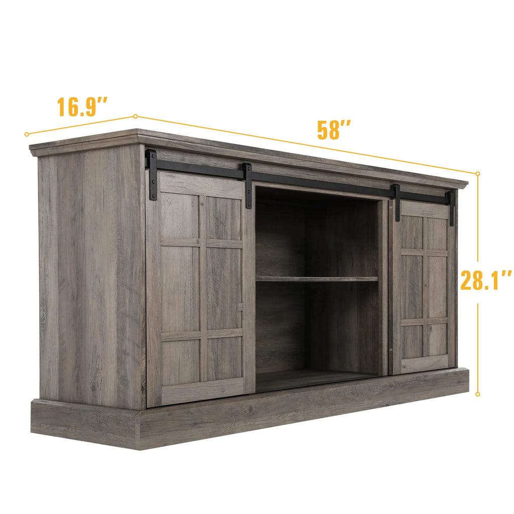 Gray Wash Farmhouse TV Stand with Electric Fireplace N886974