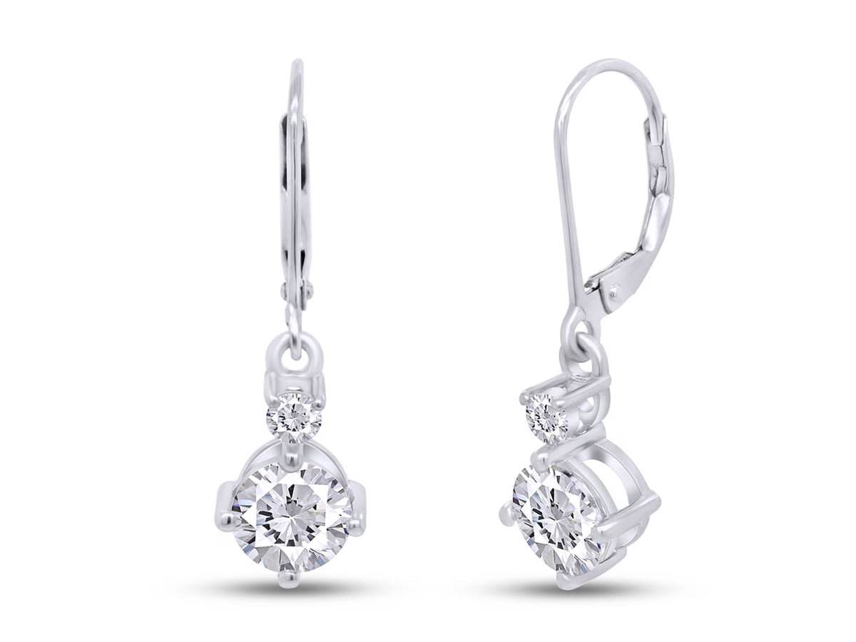 14K White Gold Over Sterling Silver Moissanite Dangle Drop Earrings M99634