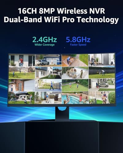 16CH 4K Wireless Security Camera System with 4 X 8MP Outdoor Cameras, 2TB HDD W95715