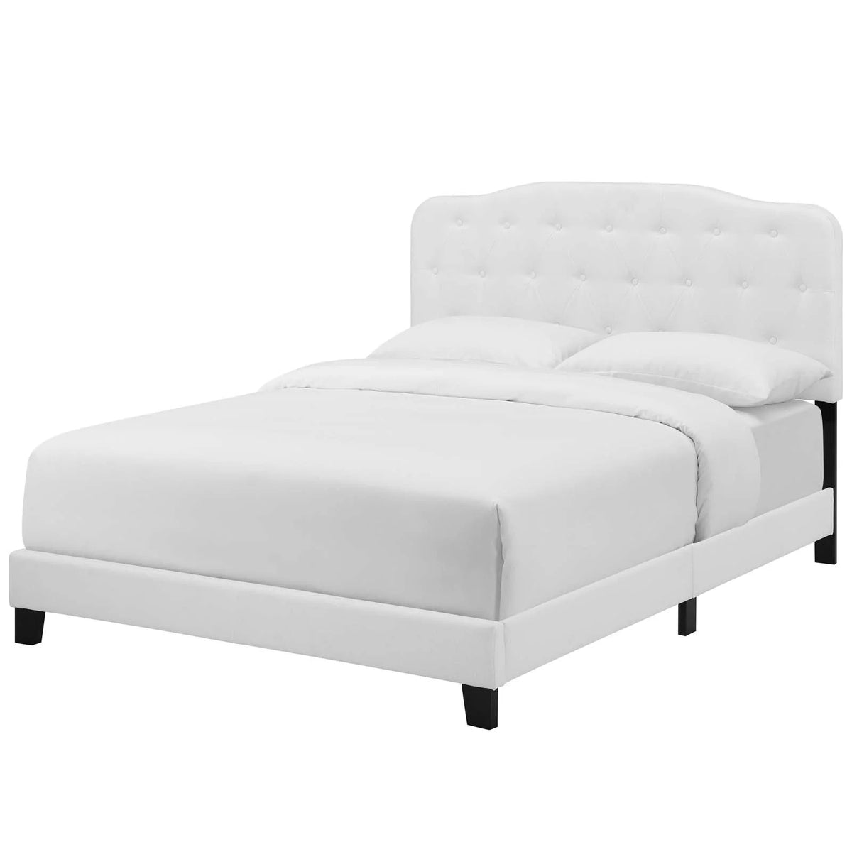 King Size Platform Bed Frame Fabric White H8695
