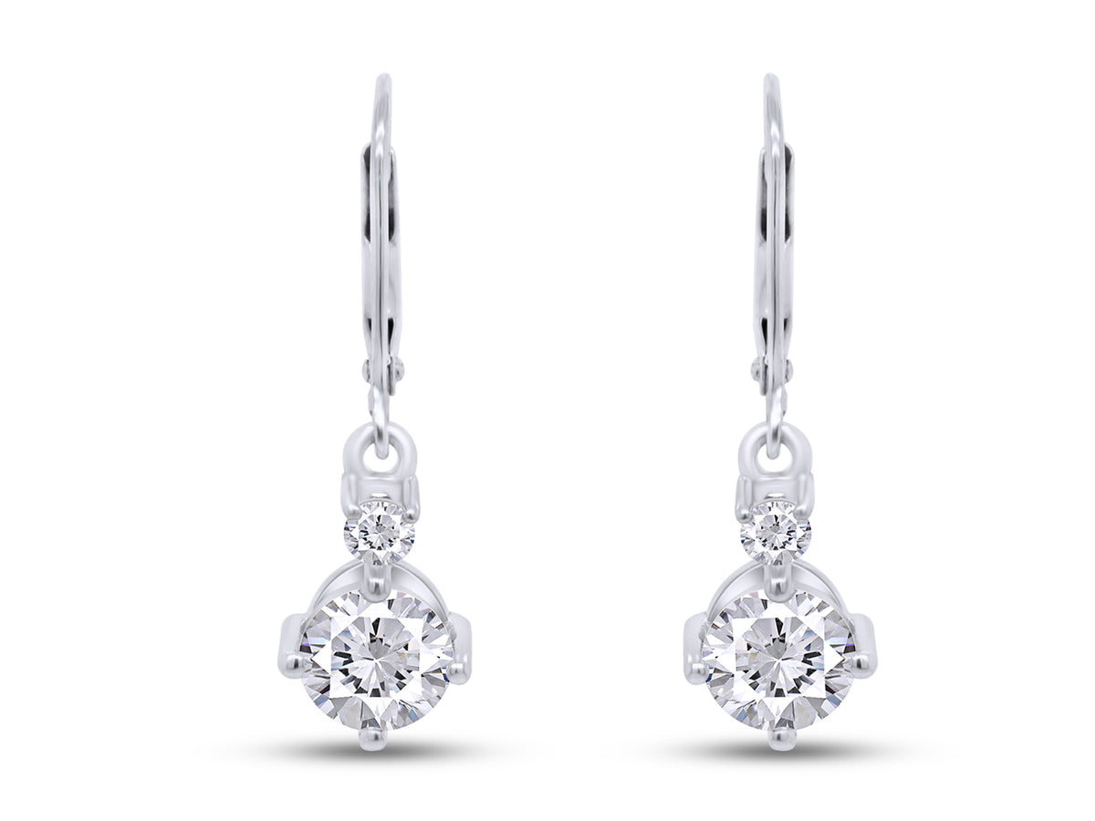 14K White Gold Over Sterling Silver Moissanite Dangle Drop Earrings M99634